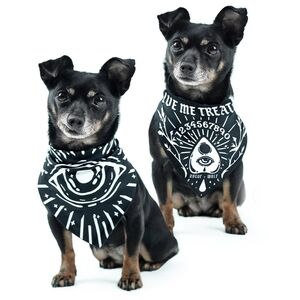 Rogue + Wolf “Give Me Treatos” Reversible Pet Bandana – Black Ouija Vegan